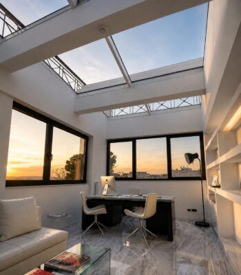 Atrium skylight with natural daylight in GEA office headquarters