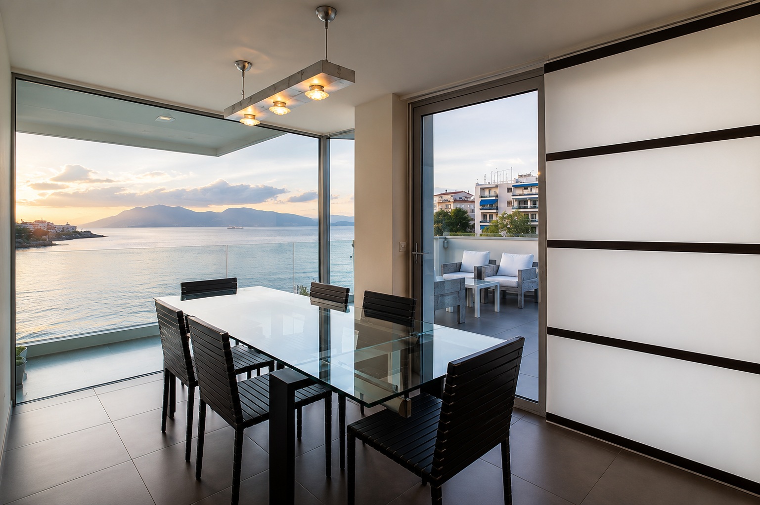 Panoramic seafront residence with minimal aluminium frames in Greece