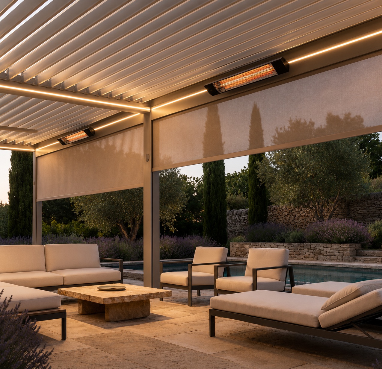 Europa EPS 80 Bioclimatic Aluminium Pergola LED lights