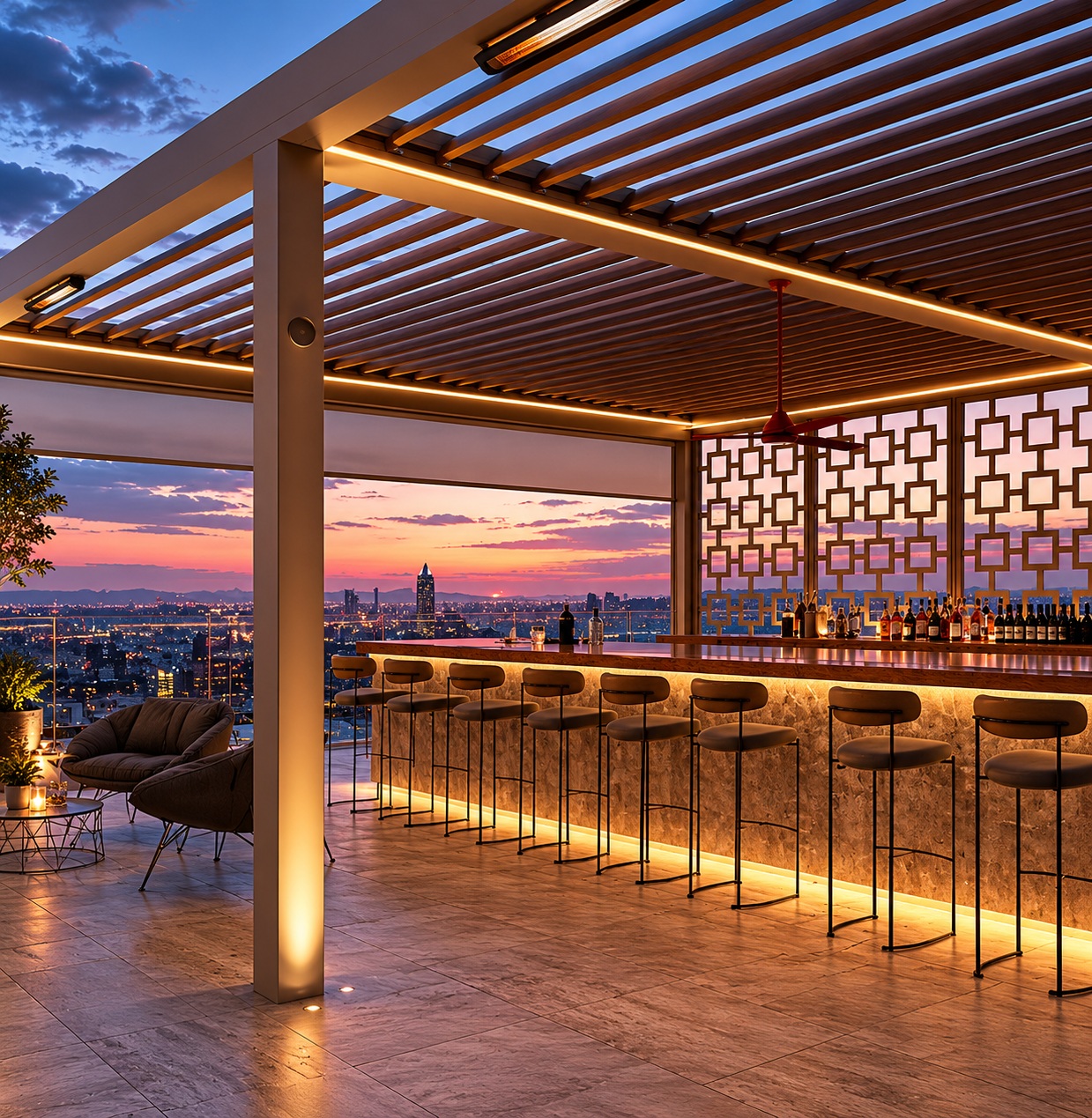 Europa EPS 80 Bioclimatic Aluminium Pergola Bar - Restaurant