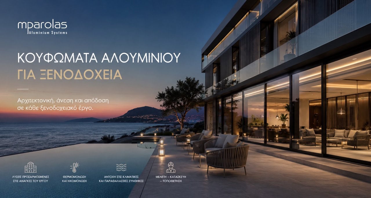 Κουφώματα αλουμινίου για ξενοδοχεία – Mparolas Aluminium Systems