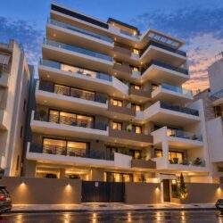 Faros Residences στη Χαλκίδα – σύγχρονη πολυκατοικία με μεγάλα ανοίγματα, κουφώματα αλουμινίου και γυάλινα κιγκλιδώματα