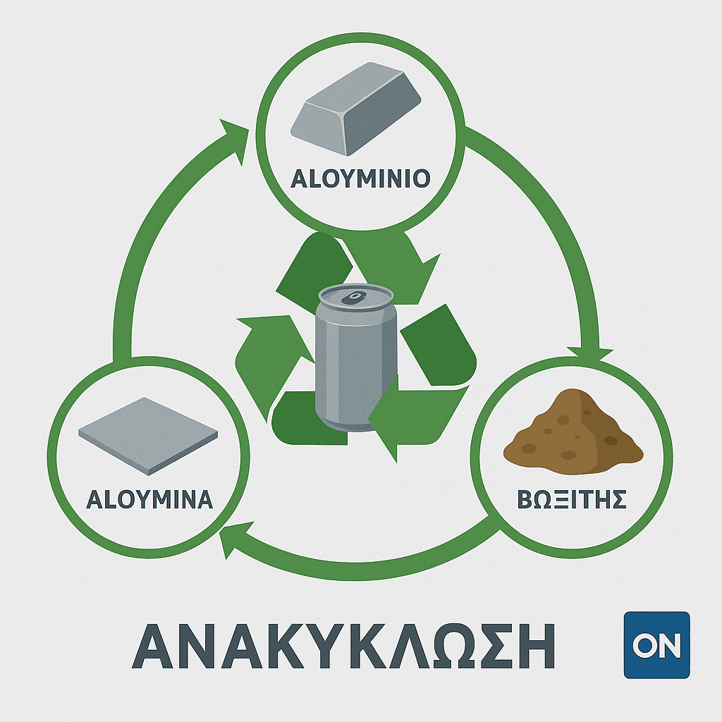 Κύκλος ανακύκλωσης αλουμινίου (infographic) mparolas aluminium systems