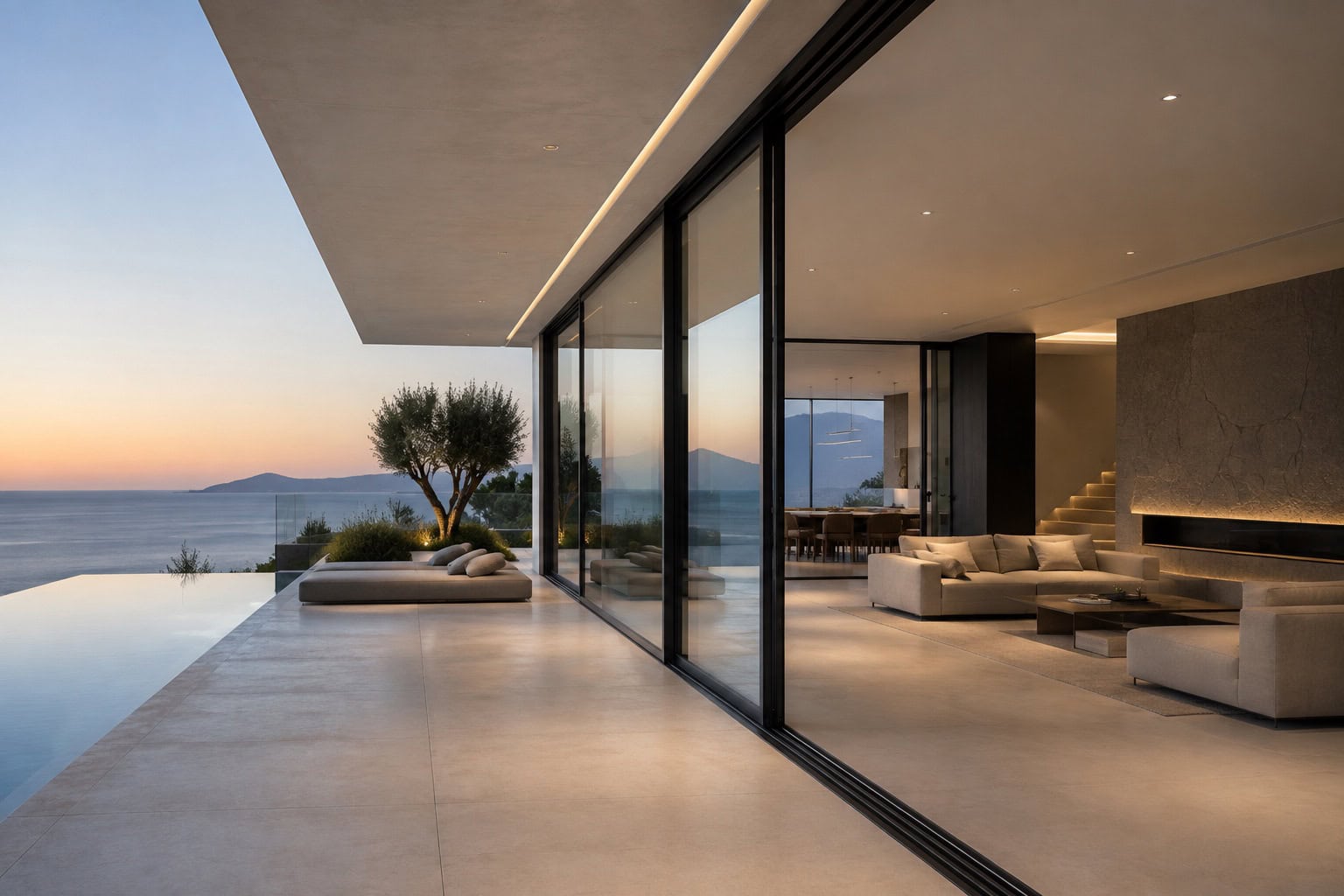 Minimal κουφώματα αλουμινίου μεγάλων ανοιγμάτων σε σύγχρονη κατοικία