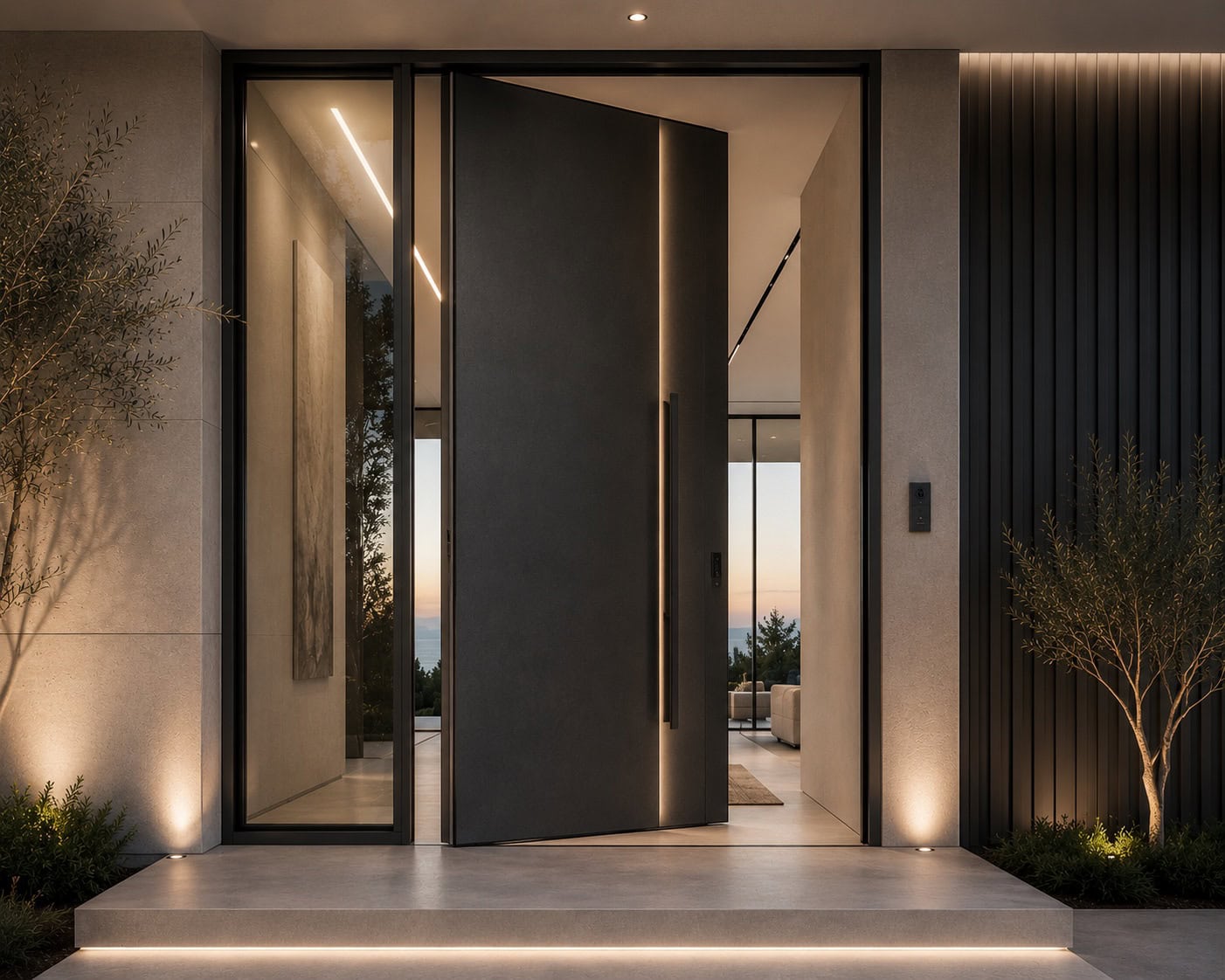Premium minimal aluminium pivot entrance door for contemporary architecture