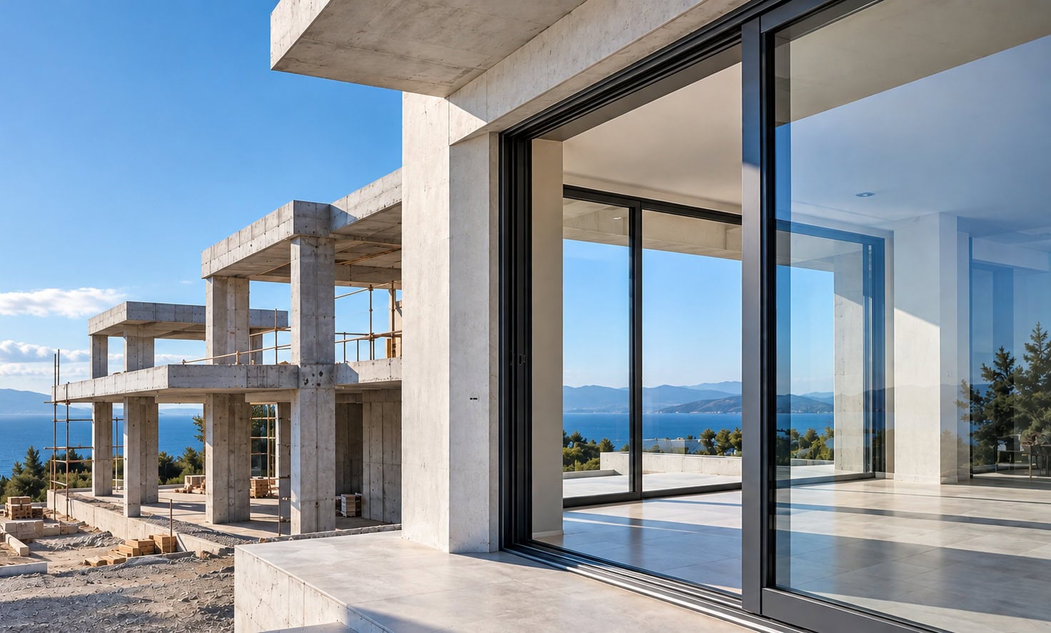 Κουφώματα αλουμινίου σε νέα οικοδομή – Mparolas Aluminium Systems