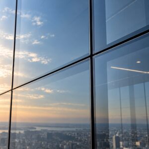 Structural Glazing υαλοπέτασμα με συνεχόμενη γυάλινη όψη σε σύγχρονο κτίριο μεγάλου ύψους